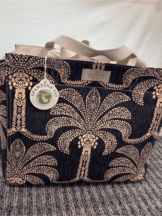 Spartina 449 Handbags - Spartina 449 Black & Blush Palm Jacquard Shopper Tote